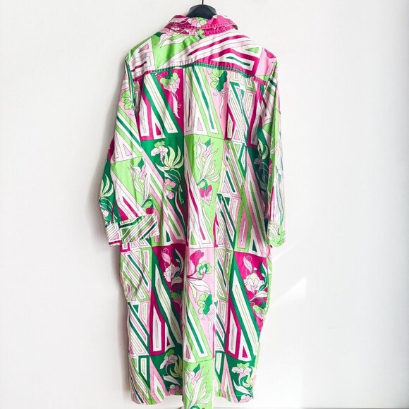 Talbots Colourful Green Pink Shirt Midi Dress 18 - Picture 10 of 11